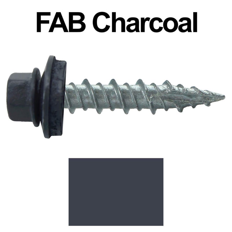 Jake Sales Metal Roofing Screws: (250) 10 x 1 Fab Charcoal Hex Head Sheet Metal Roof Screw. Self Starting Metal to Wood siding Screws. EPDM Washer. Colored Head - Image 3